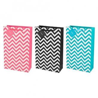 Gift Bag - Assorted Chevron Double Bottle Bag
