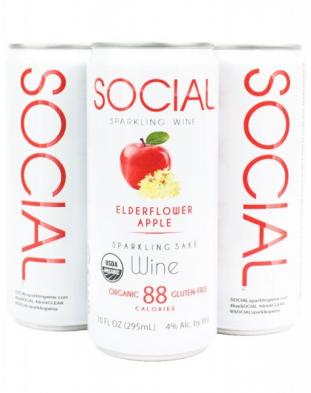 Social Sparkling Wine - Elderflower Apple Sparkling Sake (4 pack cans) (4 pack cans)